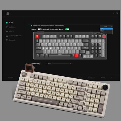 Imagem de Teclado mecânico EPOMAKER RT100 com tela BT5.0/2.4G/USB-C