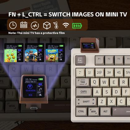 Imagem de Teclado mecânico EPOMAKER RT100 com tela BT5.0/2.4G/USB-C