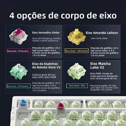 Imagem de Teclado Mecânico G75 pro Retroiluminado RGB Layout 75% 8000mAh Interruptores Hot-Swappable 82 Teclas