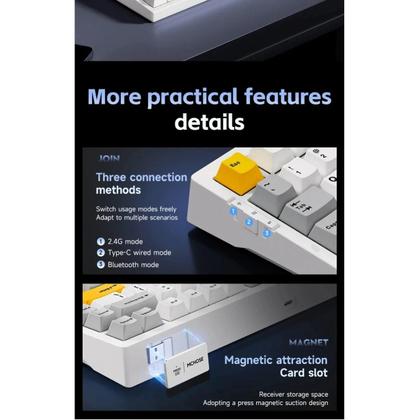 Imagem de Teclado Mecânico G75 pro Retroiluminado RGB Layout 75% 8000mAh Interruptores Hot-Swappable 82 Teclas