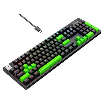 Imagem de Teclado Mecânico Gamer 2 em 1 Rise Mode GM2 Full Black and Green RGB Switch Outemu Blue, USB-C, Preto - RM-TCM-GM2F-BBLUE