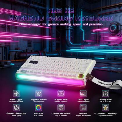 Imagem de Teclado Mecânico Gamer ATTACK SHARK R85 HE com Fio