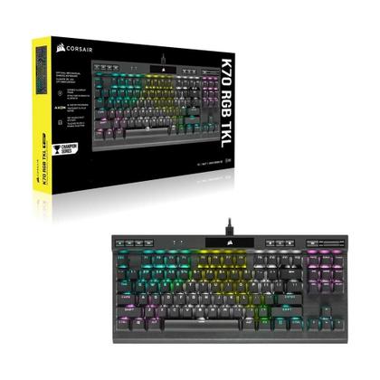 Imagem de Teclado Mecânico Gamer Corsair K70 RGB, TKL Champion Series, Corsair OPX, Preto PBT Keycaps, Anti-Ghosting, US - CH-911901A-NA