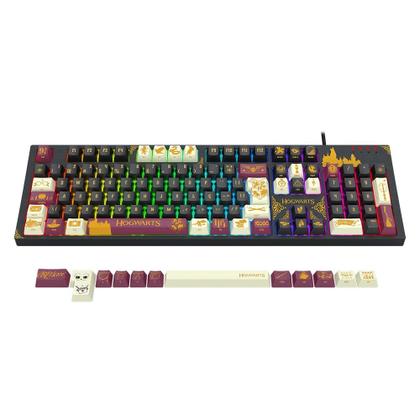 Imagem de Teclado Mecanico Gamer Harry Potter Amsa Hogwart's, RGB, Full Size, ABNT2, USB, Preto - HP-592RGB