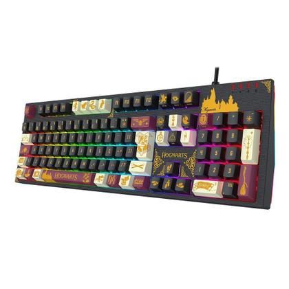 Imagem de Teclado Mecanico Gamer Harry Potter Amsa Hogwart's, RGB, Full Size, ABNT2, USB, Preto - HP-592RGB