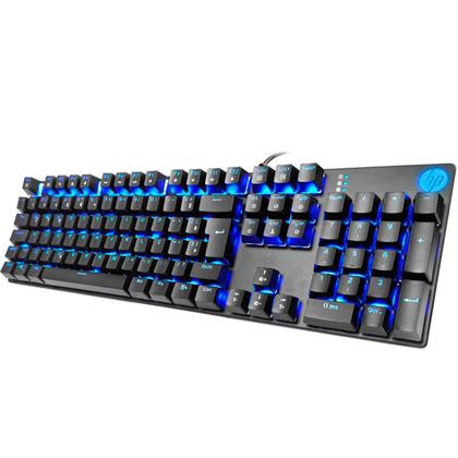 Imagem de Teclado Mecânico Gamer HP GK400F USB LED Azul Switch Blue ABNT2 Preto