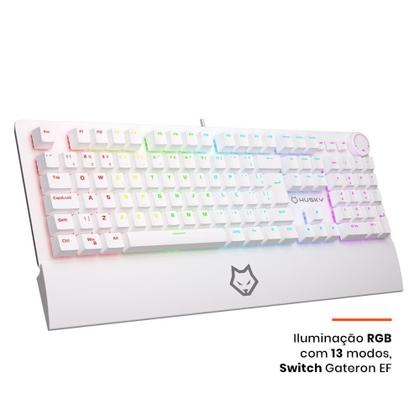 Imagem de Teclado Mecânico Gamer Husky Anchorage Full Size, RGB, Switch Gateron EF Brown, ABNT2, Branco - HTG200BRMA