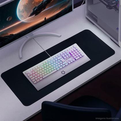 Imagem de Teclado Mecânico Gamer Husky Anchorage Full Size, RGB, Switch Gateron EF Brown, ABNT2, Branco - HTG200BRMA