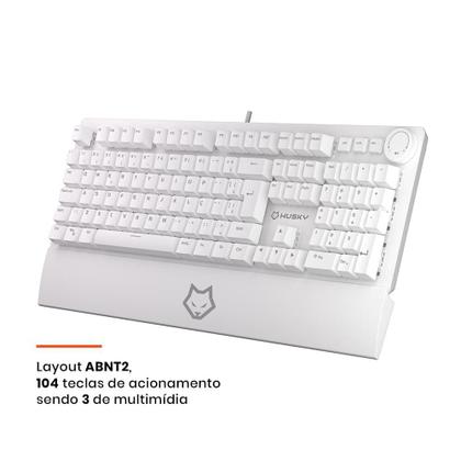 Imagem de Teclado Mecânico Gamer Husky Anchorage Full Size, RGB, Switch Gateron EF Red, ABNT2, Branco - HTG200BRVR