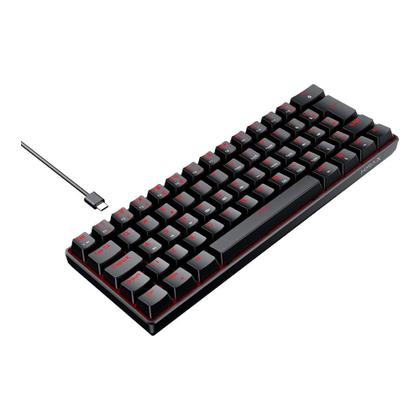 Imagem de Teclado Mecânico Gamer Hyrax Thunder HCK61, LED Vermelho, Switch Red, 100% anti-ghosting, ABNT2, Preto - HCK61B-RED-LED