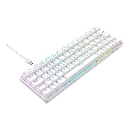 Imagem de Teclado Mecânico Gamer Hyrax Thunder HCK61, RGB, Switch Red, 100% anti-ghosting, ABNT2, Branco - HCK61W-RED-RGB