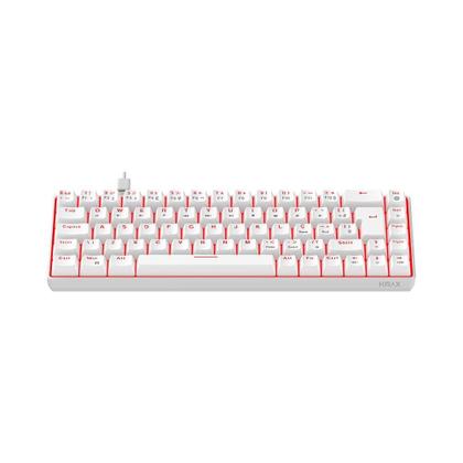 Imagem de Teclado Mecânico Gamer Hyrax Thunder Pro, Switch Huano Marrom, LED Vermelho, Layout 65%, USB-C, ABNT2, Branco - HCK65W-BROWN-LED