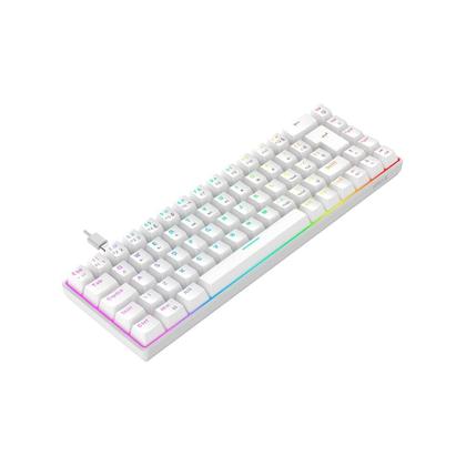 Imagem de Teclado Mecânico Gamer Hyrax Thunder Pro, Switch Huano Marrom, RGB, Layout 65% USB-C, ABNT2, Branco - HCK65W-BROWN-RGB