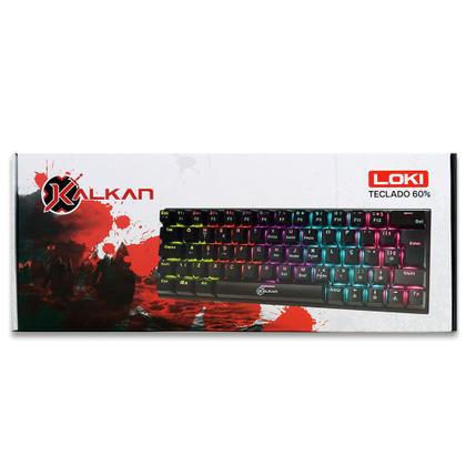 Imagem de Teclado mecanico gamer loki 60% rainbow switch brown kalkan preto klk00015