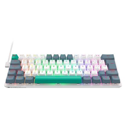 Imagem de Teclado Mecânico Gamer Machenike K500-B61, RGB Switch Red, HotSwap, C/Fio, PT-BR, Branco e Cinza