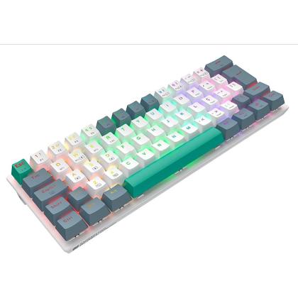 Imagem de Teclado Mecânico Gamer Machenike K500-B61, Switch Huano Brown, ABNT, Branco - K500-B61BBR