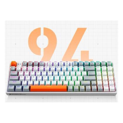 Imagem de Teclado Mecânico Gamer Machenike K500-B94, RGB, Switch Huano Red, Branco e Cinza - MAC-K500-B94RE-WG