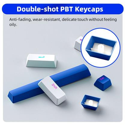 Imagem de Teclado Mecânico Gamer Machenike K500B-B87 RGB, Switch RED, Layout 80%, Usb-C, Abnt2, Branco E Azul - REF JJ02GZ009