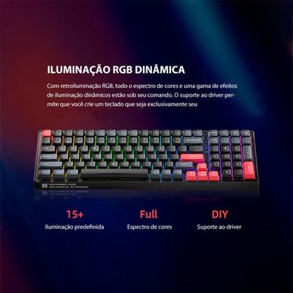 Imagem de Teclado Mecânico Gamer Machenike K600-B100 Lite, Switch Brown, RGB, Hot-Swappable, Layout Compacto 90%, Preto - JJ02G5000