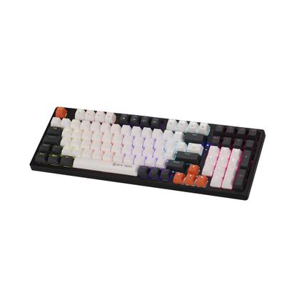 Imagem de Teclado Mecânico Gamer New Hero Arkana, RGB, Switch Blue, ABNT2, USB, Branco e Cinza