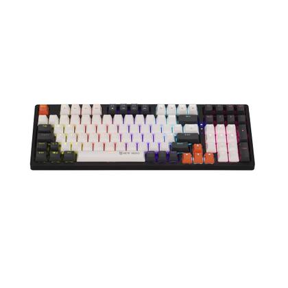 Imagem de Teclado Mecânico Gamer New Hero Arkana, RGB, Switch Blue, ABNT2, USB, Branco e Cinza