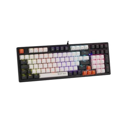 Imagem de Teclado Mecânico Gamer New Hero Arkana, RGB, Switch Blue, ABNT2, USB, Branco e Cinza