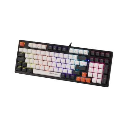 Imagem de Teclado Mecânico Gamer New Hero Arkana, RGB, Switch Blue, ABNT2, USB, Branco e Cinza