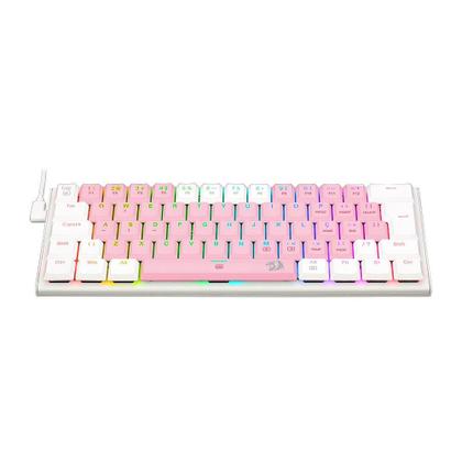 Imagem de Teclado Mecânico Gamer Redragon Anivia, RGB, Switch Blue, Wired, ABNT2, Rosa e Branco - K614PW-RGB (PT-BLUE)