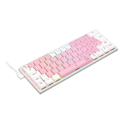 Imagem de Teclado Mecânico Gamer Redragon Anivia, RGB, Switch Blue, Wired, ABNT2, Rosa e Branco - K614PW-RGB (PT-BLUE)