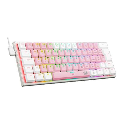 Imagem de Teclado Mecânico Gamer Redragon Anivia, RGB, Switch Blue, Wired, ABNT2, Rosa e Branco - K614PW-RGB (PT-BLUE)