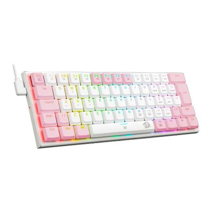 Imagem de Teclado Mecanico Gamer Redragon Anivia, RGB, Switch Brown, ABNT2, N - keys, Branco e Rosa - K614WP-RGB (PT-BROWN)