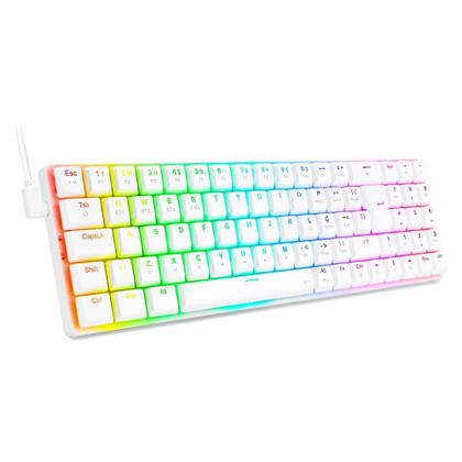 Imagem de Teclado Mecânico Gamer Redragon Ashe Pro, RGB, Switch Brown, N-Keys, ABNT2, Branco - K626P-KBS-W (PT-BROWN)