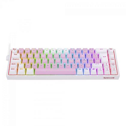 Imagem de Teclado Mecânico Gamer Redragon Castor, RGB, Switch Blue, ABNT2, Pink/White