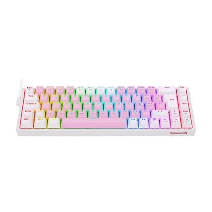 Imagem de Teclado Mecânico Gamer Redragon Castor, RGB, Switch Blue, ABNT2, Rosa e Branco - K631PW-RGB (PT-BLUE)