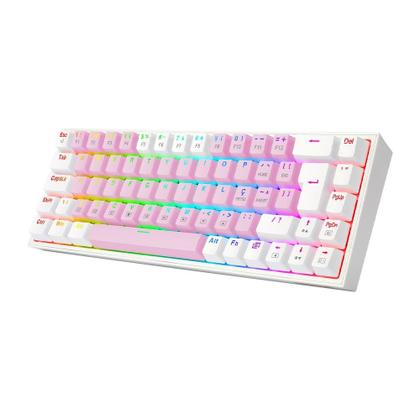 Imagem de Teclado Mecânico Gamer Redragon Castor, RGB, Switch Blue, ABNT2, Rosa e Branco - K631PW-RGB (PT-BLUE)