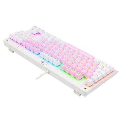 Imagem de Teclado Mecânico Gamer Redragon Dark Avenger, RGB, Switch Brown, ABNT2, Rosa e Branco - K568PW-RGB (PT-BROWN)