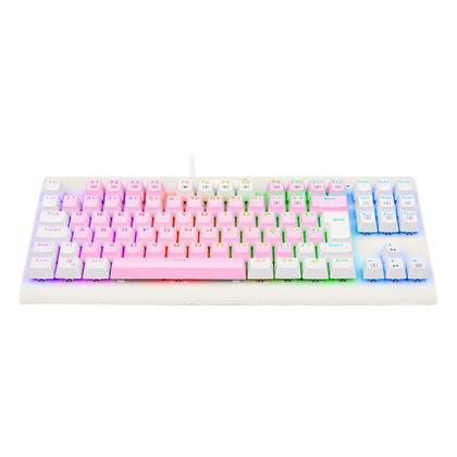 Imagem de Teclado Mecânico Gamer Redragon Dark Avenger, RGB, Switch Brown, ABNT2, Rosa e Branco - K568PW-RGB (PT-BROWN)