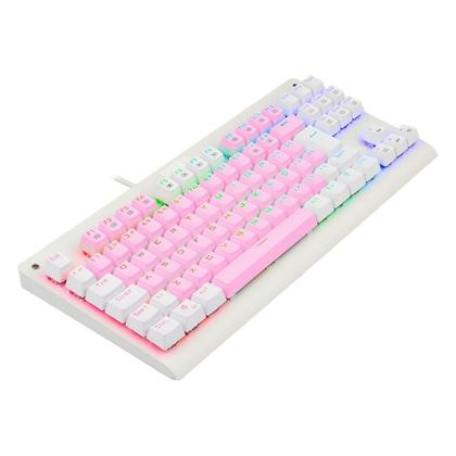 Imagem de Teclado Mecânico Gamer Redragon Dark Avenger, RGB, Switch Brown, ABNT2, Rosa e Branco - K568PW-RGB (PT-BROWN)