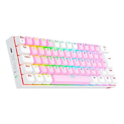 Imagem de Teclado Mecânico Gamer Redragon Draconic Pro, RGB, Switch Brown, USB, Bluetooth, ABNT2, Rosa e Branco - K530PW-RGB-PRO (PT-BROWN)