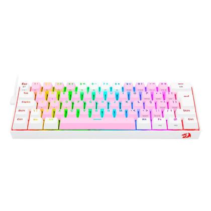Imagem de Teclado Mecânico Gamer Redragon Draconic Pro, RGB, Switch Brown, USB, Bluetooth, ABNT2, Rosa e Branco - K530PW-RGB-PRO (PT-BROWN)
