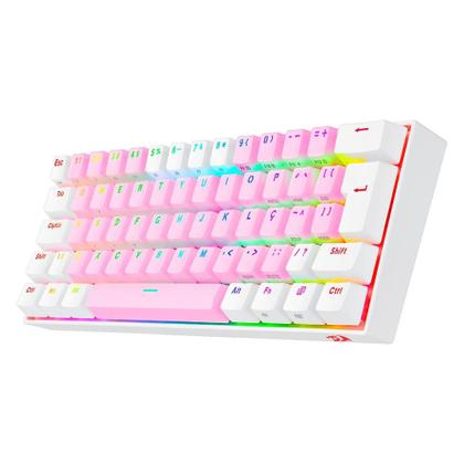 Imagem de Teclado Mecânico Gamer Redragon Draconic Pro, RGB, Switch Brown, USB, Bluetooth, ABNT2, Rosa e Branco - K530PW-RGB-PRO (PT-BROWN)
