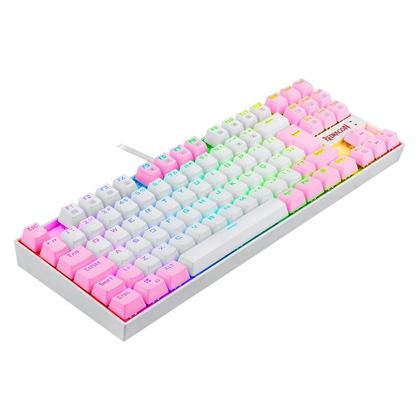 Imagem de Teclado Mecânico Gamer Redragon Kumara, RGB, Switch Blue, ABNT2, Rosa e Branco - K552PW-RGB (PT-BLUE)