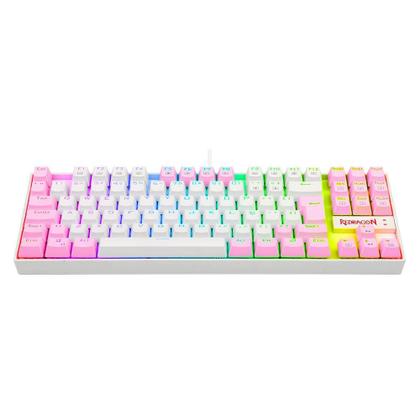 Imagem de Teclado Mecânico Gamer Redragon Kumara, RGB, Switch Blue, ABNT2, Rosa e Branco - K552PW-RGB (PT-BLUE)