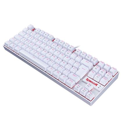 Imagem de Teclado Mecânico Gamer Redragon Kumara Single Color Branco Switch Vermelho ABNT2