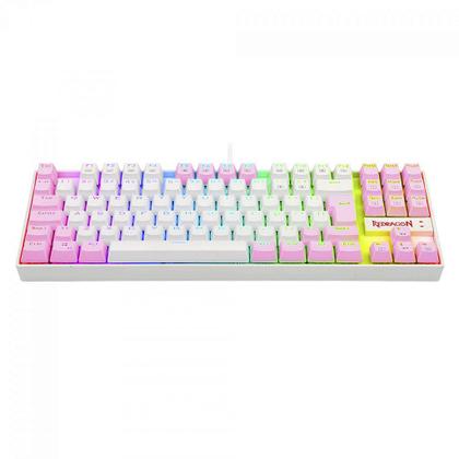 Imagem de Teclado Mecânico Gamer Redragon Kumara, Switch Blue, RGB, ABNT2, White/Pink
