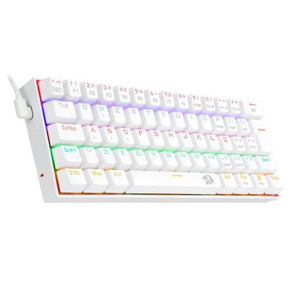 Imagem de Teclado Mecânico Gamer Redragon Lakshmi Lunar White, Rainbow, Switch Blue, Layout 60%, ABNT2, Branco - K606W-R (PT-BLUE)