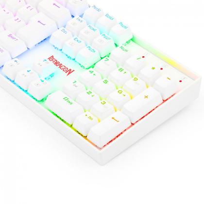 Imagem de Teclado Mecânico Gamer Redragon Mitra RGB Branco Switch Vermelho ABNT2