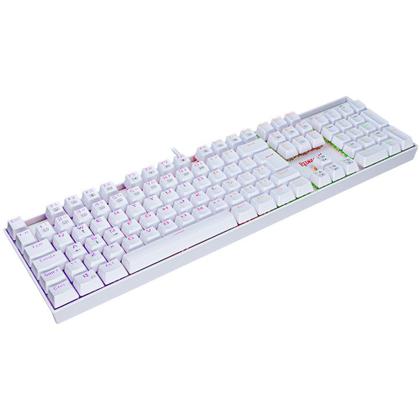 Imagem de Teclado Mecânico Gamer Redragon Mitra RGB, Switches Redragon Black, USB 2.0, ABNT2, Branco Lunar - K551W-RGB (PT-BLACK)