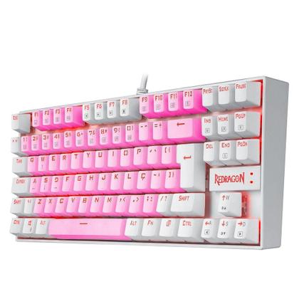 Imagem de Teclado Mecânico Gamer Redragon Single Color Kumara, Switch Brown, ABNT2, Rosa e Branco - K552PW (PT-BROWN)