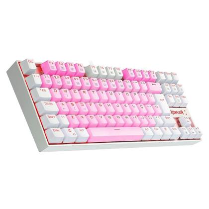 Imagem de Teclado Mecânico Gamer Redragon Single Color Kumara, Switch Brown, ABNT2, Rosa e Branco - K552PW (PT-BROWN)